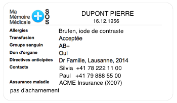 Carte d'urgence